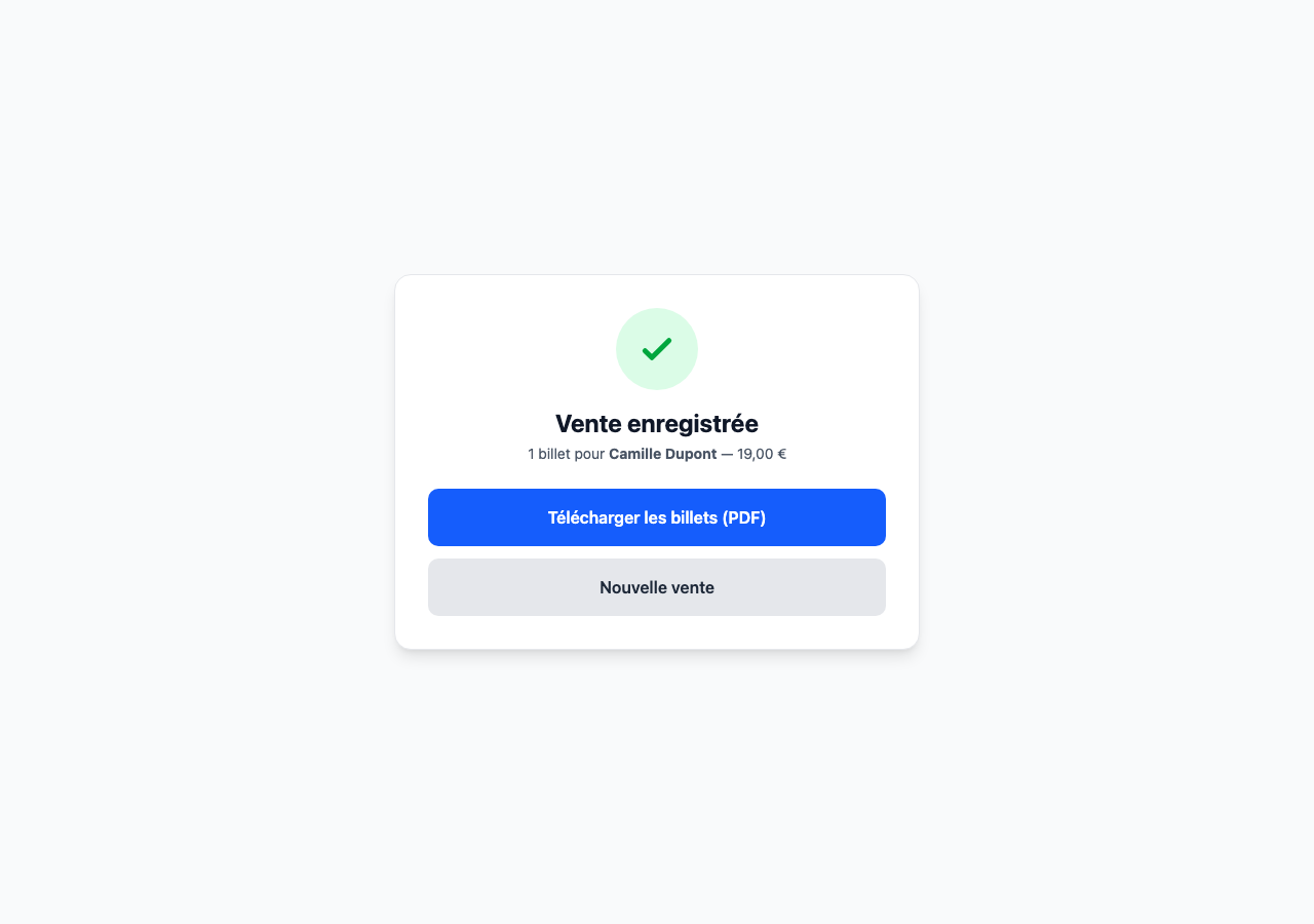 Vente enregistrée